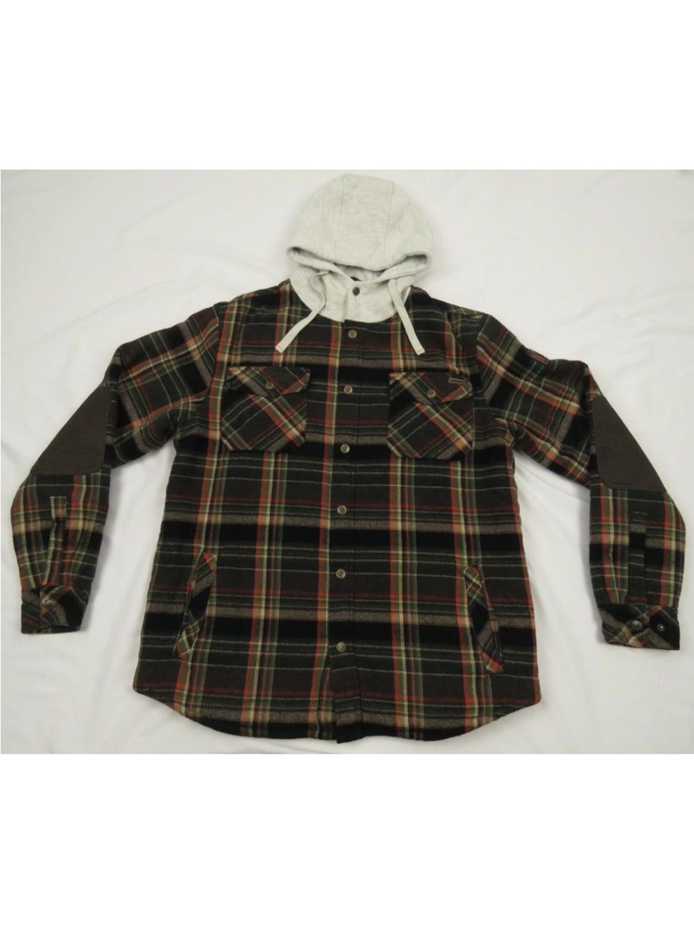 Legendary Whitetails Flannel Sherpa Lined Hooded Full Snap Jacket L